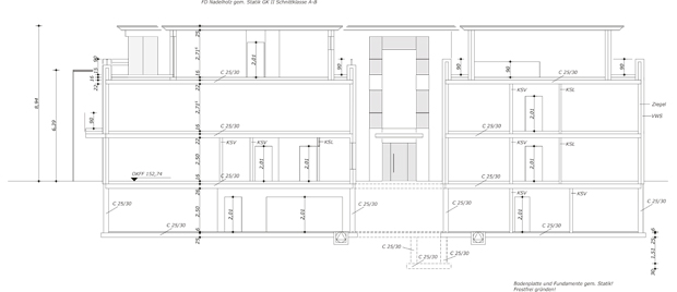Mehrfamilienhaus Bielefeld, Planung der technischen Gebäudeausrüstung für die Gewerke Heizung, Sanitär
